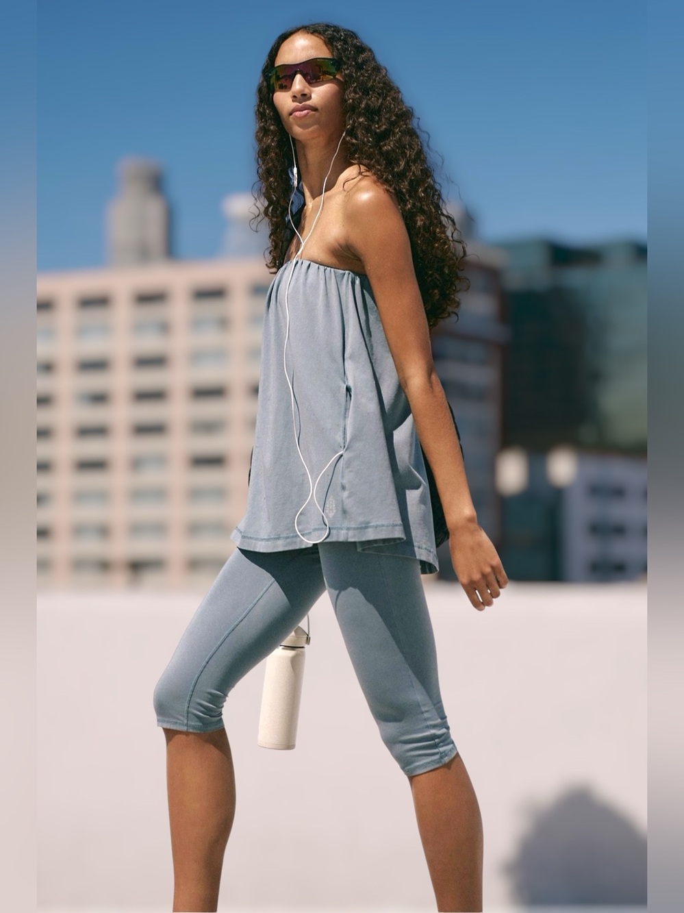 NWT Free People x FP Movement Hot Shot Tube Onesie in summer storm - Picture 2 of 13